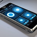 "A futuristic smartphone demonstrating energy-efficient haptic feedback. Visualize abstract elements of advanced haptic actuators (like LRA or Piezoelectric) delivering subtle, optimized vibrations, while a visible battery icon indicates extended life. The scene should convey intelligent software management of haptics, resulting in seamless user experience and significant power savings, in a clean, high-tech aesthetic."